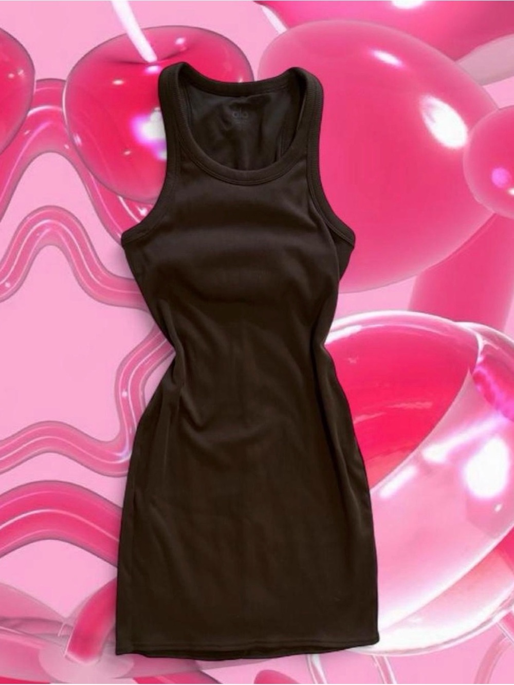 ALO Yoga Brown Ribbed Tank Mini Dress